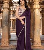 Purple mirror work embellished saree