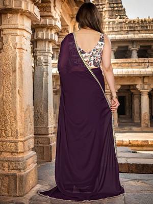 Purple mirror work embellished saree 2