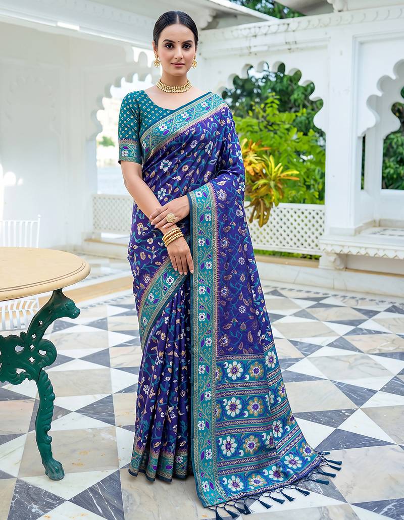royal blue & teal blue pochampally soft saree for women | festive traditional wear