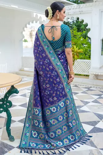 royal blue & teal blue pochampally soft saree for women | festive traditional wear