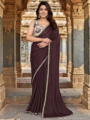 Brown embellished saree 1