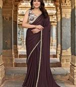 Brown embellished saree