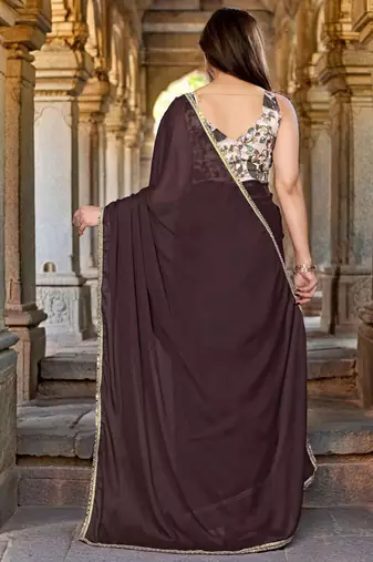Brown embellished saree
