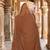 Brown saree with embellished mirror work border & unstitched blouse
