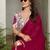Pink womens pink poly georgette embellished saree with unstitched blouse