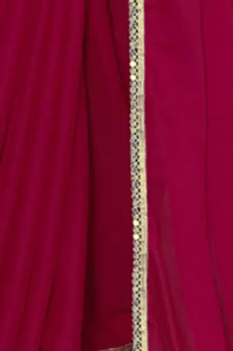 Pink womens pink poly georgette embellished saree with unstitched blouse