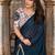 Blue embellished mirror work saree