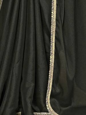 Black mirror work border saree with unstitched blouse piece 5