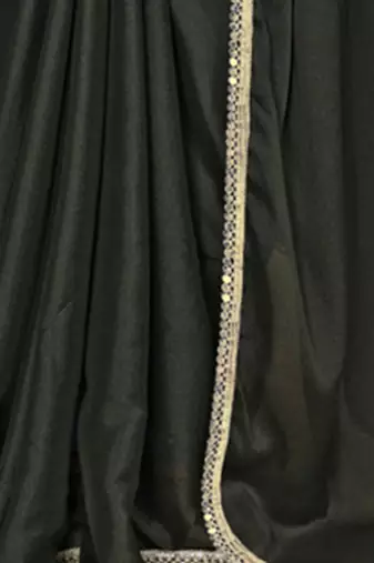 Black mirror work border saree with unstitched blouse piece