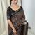 Black black mul cotton ajrakh print mirror work matching blouse piece & saree