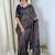 Navy blue navy blue mul cotton ajrakh print mirror work matching blouse piece & sarees