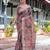 Purple ethnic motifs printed zari  linen saree