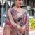 Purple ethnic motifs printed zari  linen saree