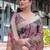 Purple ethnic motifs printed zari  linen saree