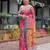 Pink pink floral printed zari  linen saree
