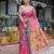 Pink pink floral printed zari  linen saree