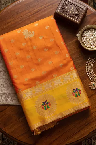 mustard banarasi silk blend saree for women | festive & wedding traditional party ethnic wear