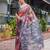 Grey ethnic motifs zari  linen saree