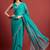 Turquoise mirror work  chiffon saree