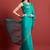 Turquoise mirror work  chiffon saree