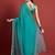 Turquoise mirror work  chiffon saree
