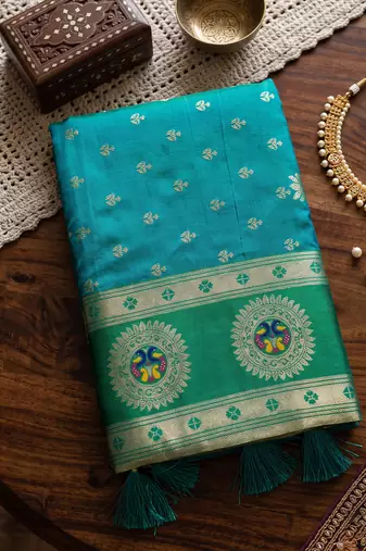 teal green banarasi silk blend saree for women | festive & wedding traditional party ethnic wear