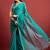 Turquoise mirror work  chiffon saree