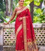 red banarasi silk blend saree for women | festive & wedding traditional party ethnic wear