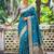 peacock blue banarasi silk blend saree for women | festive & wedding traditional party ethnic wear