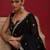 Black embellished embroidered satin saree with blouse