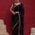 Black embellished embroidered satin saree with blouse