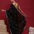 Black embellished embroidered satin saree with blouse