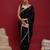 Black embellished embroidered satin saree with blouse