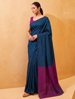 teal blue cotton blend saree for women | festive traditional & party wear ethnic saree 1