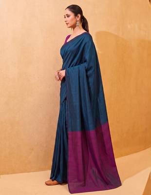 teal blue cotton blend saree for women | festive traditional & party wear ethnic saree 2