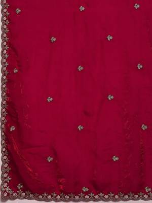 Pink embellished beads and stones satin saree 5