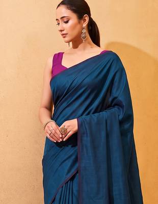 teal blue cotton blend saree for women | festive traditional & party wear ethnic saree 4