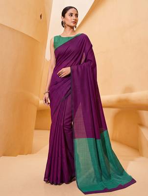purple cotton blend saree for women | festive traditional & party wear ethnic saree 1