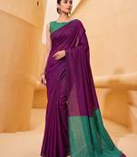 purple cotton blend saree for women | festive traditional & party wear ethnic saree