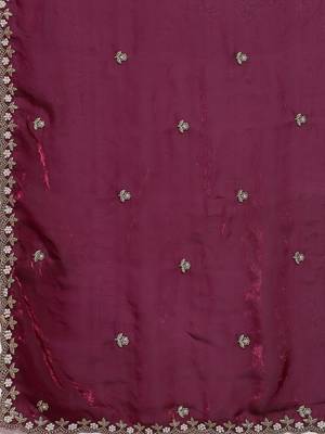 Purple embellished zari satin saree with blouse 5