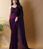 Purple satin saree