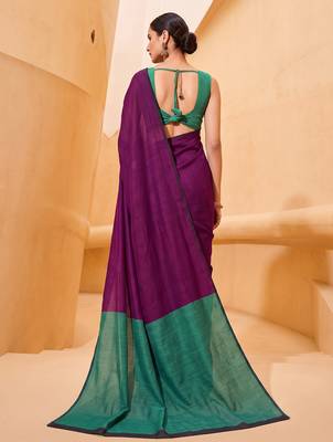 purple cotton blend saree for women | festive traditional & party wear ethnic saree 2