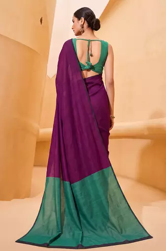 purple cotton blend saree for women | festive traditional & party wear ethnic saree