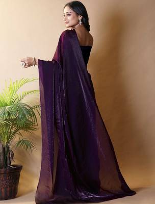 Purple satin saree 3