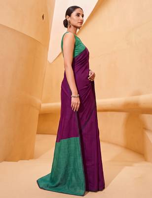 purple cotton blend saree for women | festive traditional & party wear ethnic saree 3