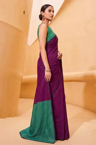 purple cotton blend saree for women | festive traditional & party wear ethnic saree