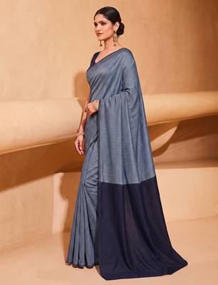 blue grey cotton blend saree for women | festive traditional & party wear ethnic saree 2