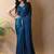 Teal fandy satin silk party wear saree
