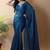 Teal fandy satin silk party wear saree