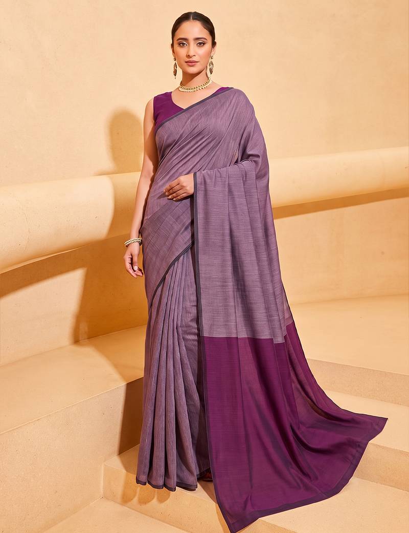 lavender cotton blend saree for women | festive traditional & party wear ethnic saree